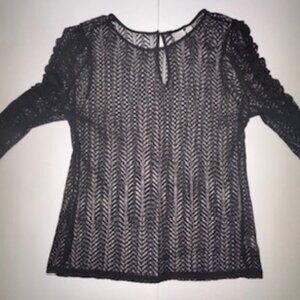 14th & Union-Black Sheer Top, Size: XLP, Black
